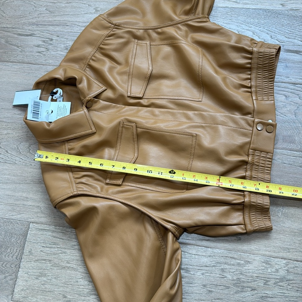 NWT SIMKHAI Marbella Cropped Faux Leather Utility Jacket Size XL - Picture 8 of 10